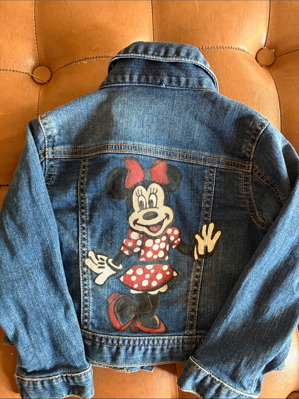 Carter Denim Jacket with hand painted Minnie Mouse Print sz 2T
